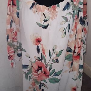 Beware! Off The Shoulder Flowered Short Dress